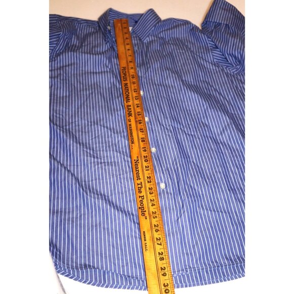 Teddy Stratford Blue Pinstripe LongSleeve Shirt w/ Hidden Zipper Front Old Money - Picture 6 of 7